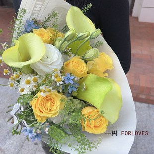 速发玫树花送每周一花 节日束人花礼一瑰百合混搭云南直发包