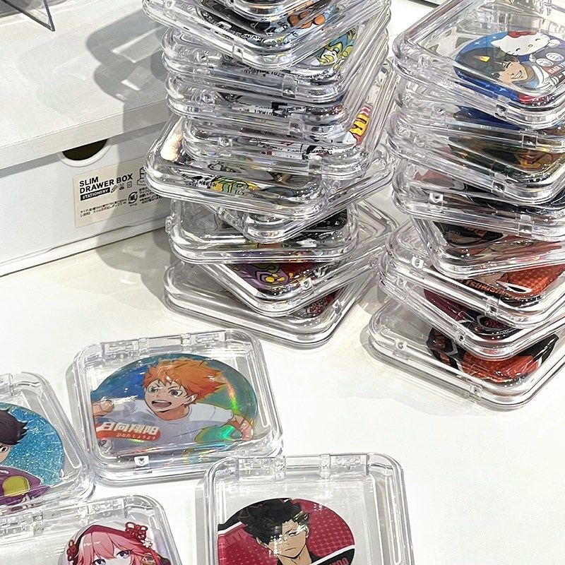 速发吧唧保护套收纳透明单个防潮方形亚克力58mm65mm75mm外出谷子