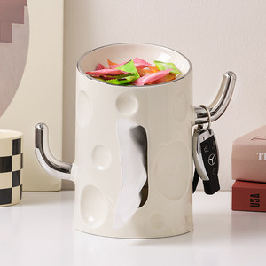 速发奶油风仙人居多功能纸抽盒客厅玄关茶几家掌装饰纸巾盒摆件轻