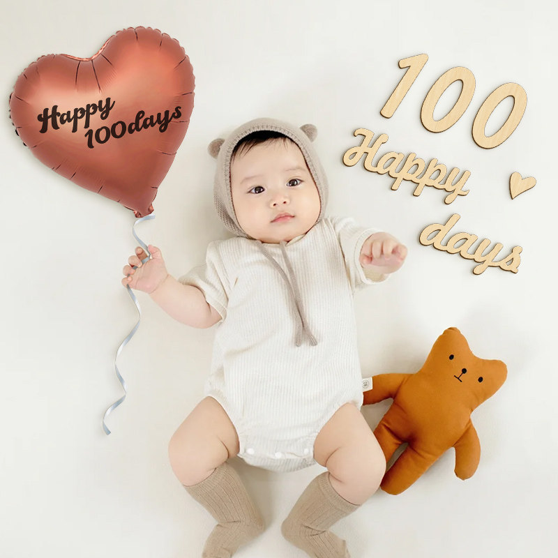 速发百天宝宝龙床上仪式感拍新道具气球满月照生婴儿男100装饰布