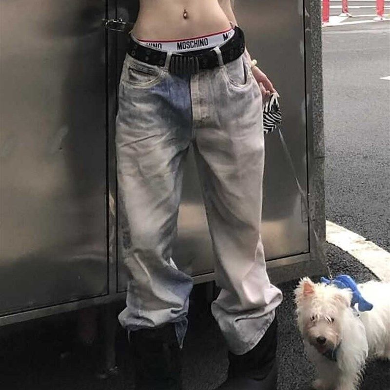 速发大码美式复街水洗渐变牛仔裤高古fit小众直微筒喇裤子潮,女装/女士精品,大码裤装,淘宝优惠券,粉丝福利购,淘宝优惠卷