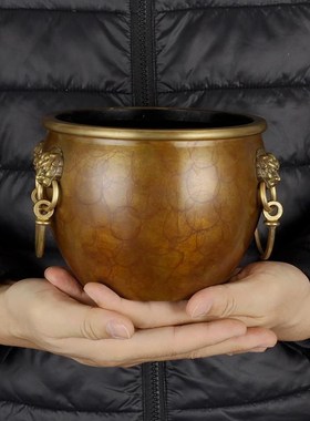 纯铜招财聚宝盆摆件聚财缸工艺品家居饰品摆件办公室故宫缸装饰品