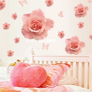 极速Hot style pink rose can remove the wall stickers Appliqu