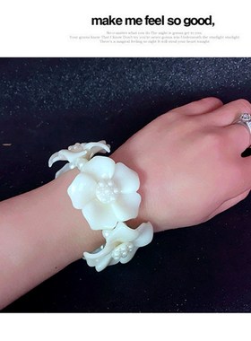 新品唯美小清新珍珠花朵手链手镯女拍照写真旅游配饰度假饰品