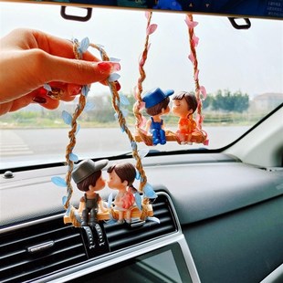 Anime Lovely Couple On Swing Car Accessories Figurines Roman