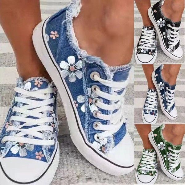 Women Shoes for Women Plus 2023 Retro Floral Print Shoes Fem