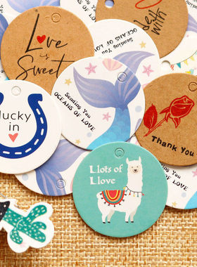 100pcs Paper Gift Tags Mermaid Party Alpaca Llama Horseshoe