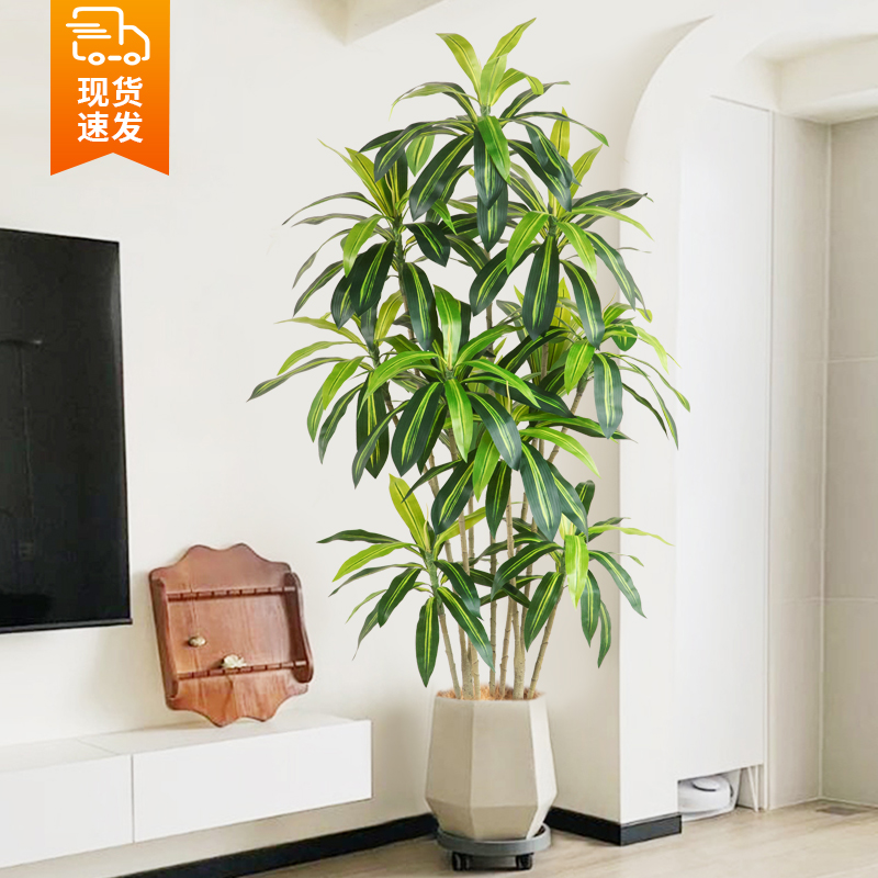 高端轻奢仿真绿植室内客厅装饰盆栽假植物仿生巴西木落地盆景摆件