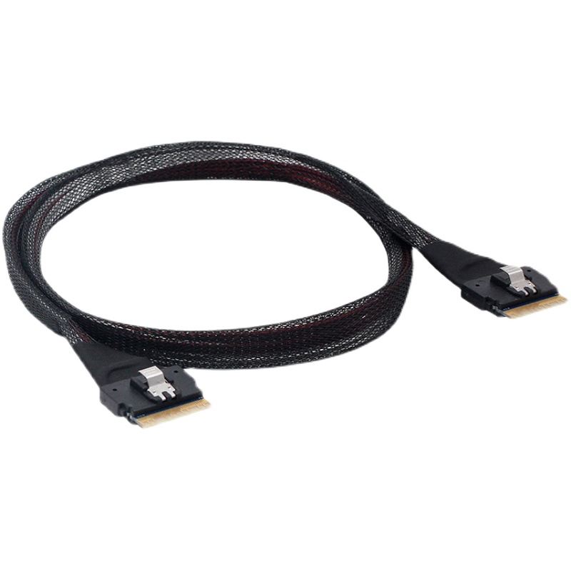 Slim SAS 4.0 SFF-8654 8i服务器阵列卡24G高速数据线主板接背板