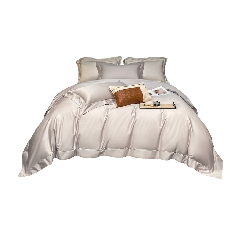 简约风纯棉100支长绒棉四件套全棉纯色被套床单1.5米1.8m床上用品