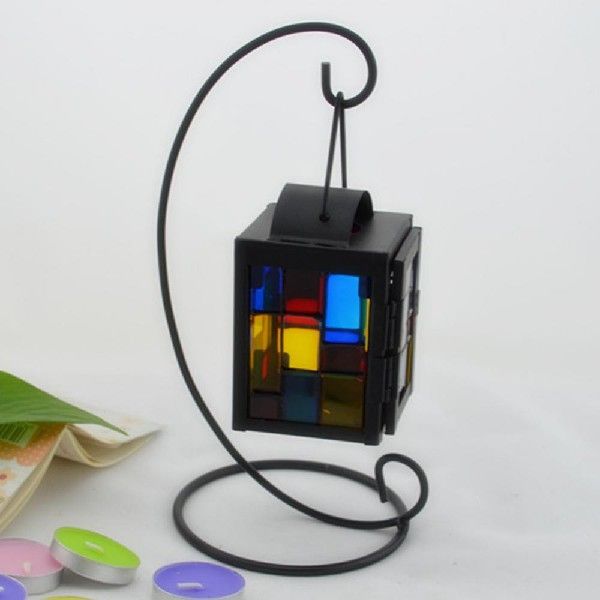 新品Metal Stand Candlestick Colorful Hanging Candle Holder
