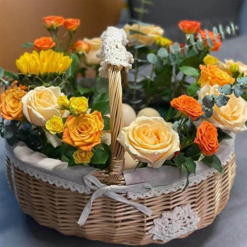 速发鸡蛋花篮手提闺蜜生孩子花束礼盒材料包坐月子礼物竹