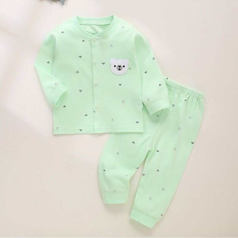 速发婴幼儿纯棉开衫衣服分体套装可开裆春秋薄款3月2岁宝宝无骨秋