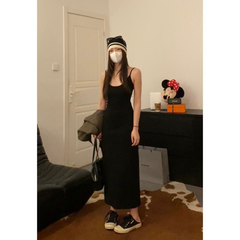 现货速发百搭打底吊带连衣裙子夏季小个子收腰内搭包臀背心长裙