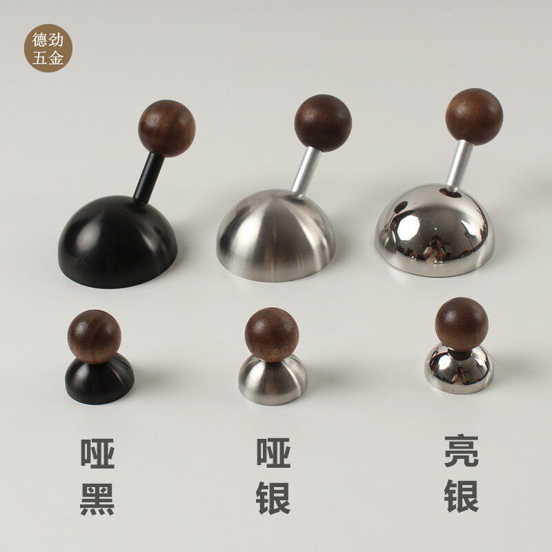 速发设计风实木黑胡桃木银色电镀拉手衣柜柜门抽屉圆球形把手