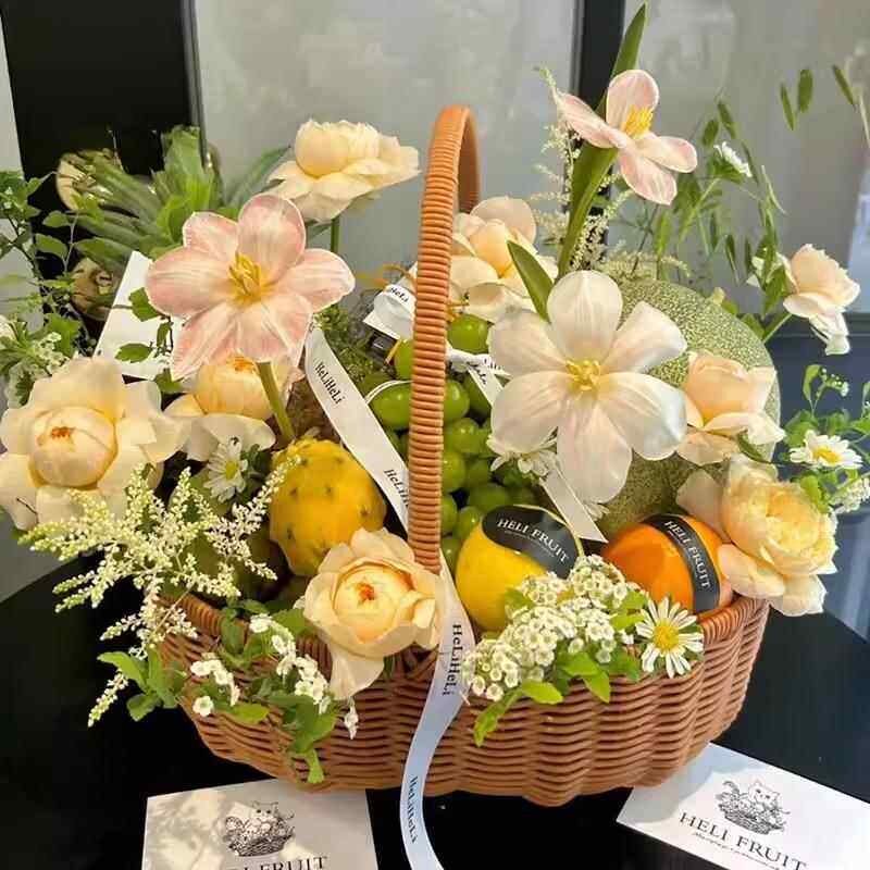速发月子花篮编织篮鸡蛋材料包编织插彷藤手提盆水果篮子送产