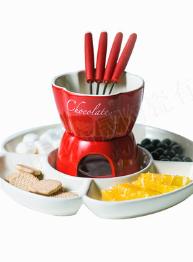 极速2367送4叉*陶瓷欧式瑞士奶酪芝士朱古力巧克力火锅套装Fondue