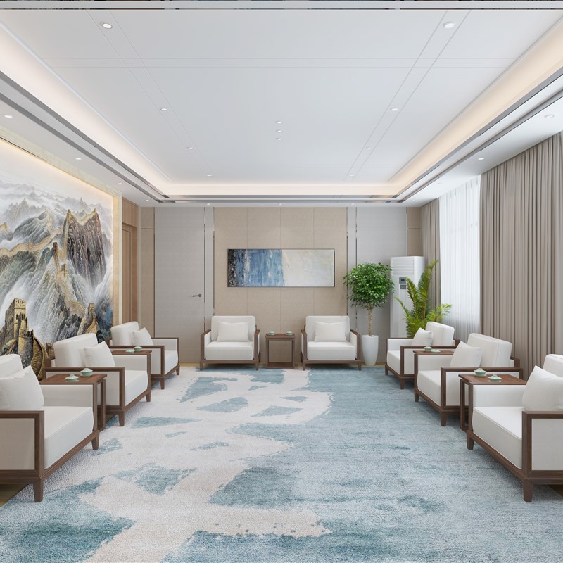 会议室贵宾接待沙发茶几新中式实木现代简约商务洽谈会客办公家具