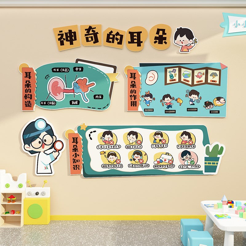 幼儿园墙面装饰爱护牙齿环创主题半成品材料布置五官表情贴纸走廊