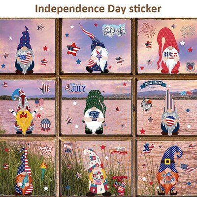极速9 PCS Independence Day Sticker 4th Of July Window Clings