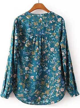 极速HOT SALES!!!!!! Women Casual Long Sleeve V-neck Floral P