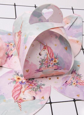 5PCS/Lot Unicorn Cute Candy Paper Gift Box Guests Package Bo