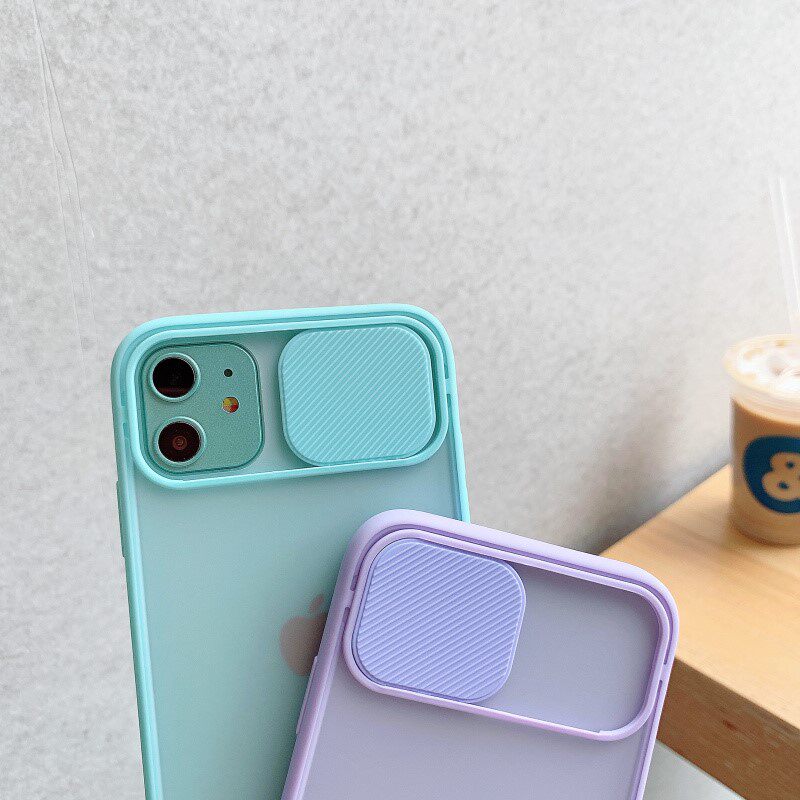 Matte Candy color Lens Slide Transparent PC Phone Case For i