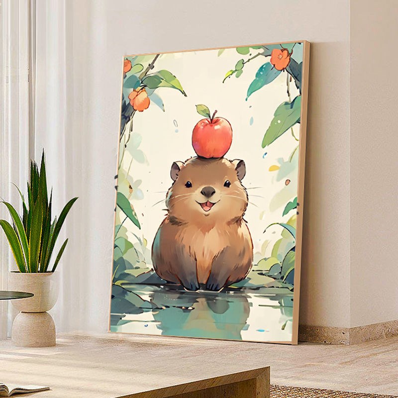 数字油画diy填充手工卡通动物装饰减压填涂色丙烯油彩画2024新款图片