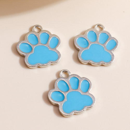 极速10pcs 16*17mm 5 Color Dog Paw Print Charms for Jewelry M