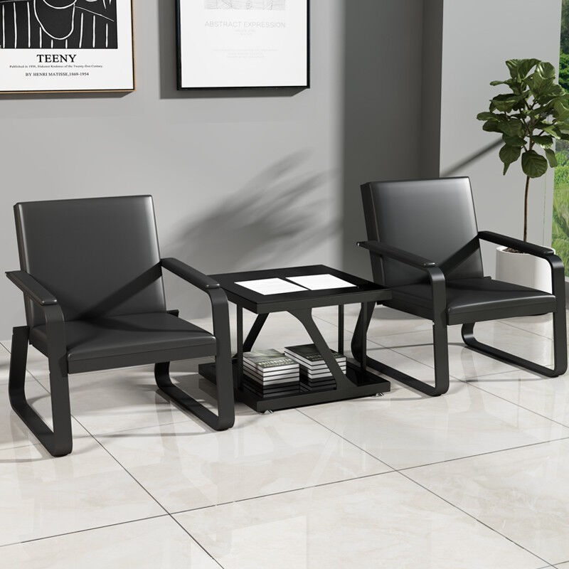 小户型办公沙发简约现代时尚三人会客接待办公室沙发茶几组合长椅