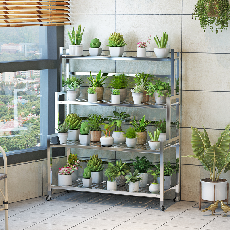 不锈钢花架置物架阳台家用阶梯式多肉植物摆放展示架子落地花盆架