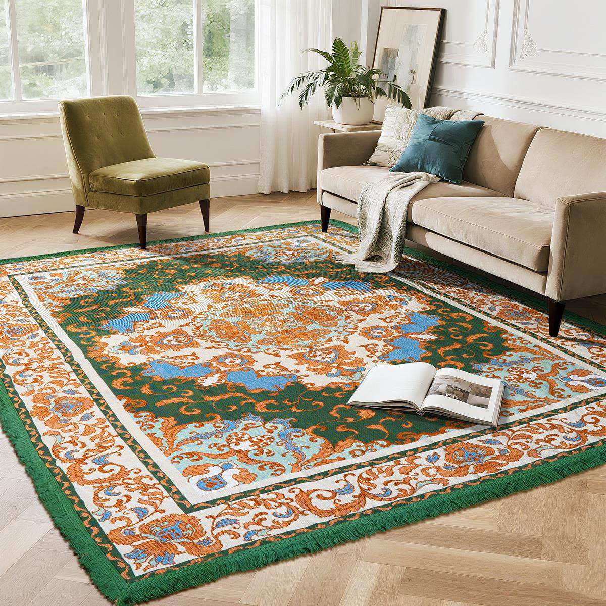 欧式客厅提花地垫卧室宾馆地毯复古沙发茶几垫手工缝制花边大地毯,居家布艺,地毯,淘宝优惠券,粉丝福利购,淘宝优惠卷