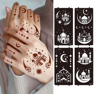 跨境镂空模板纹身模版海娜膏彩绘纹身贴Temporary tattoo stencil