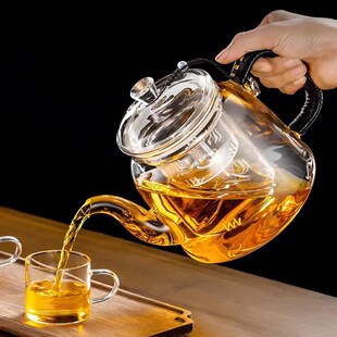 小鱼款 耐高温玻璃透明蒸茶壶煮茶器电陶炉煮茶J过滤茶水套装 泡茶