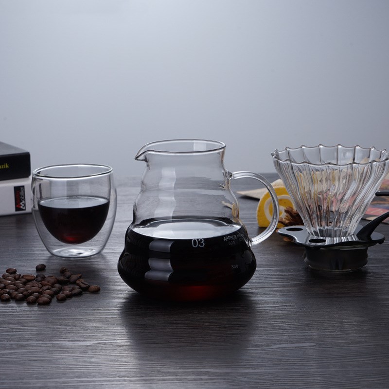 手冲玻璃咖啡滤杯V60冲杯加厚E过滤滴滤杯分享壶匀杯云朵壶