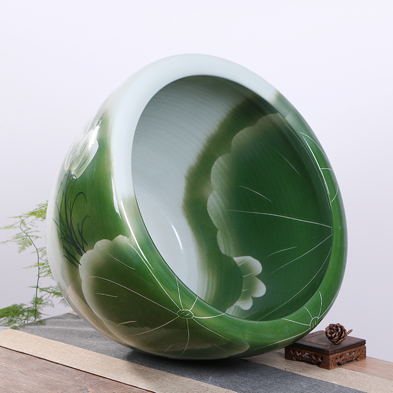 景德镇鱼缸陶瓷养鱼盆大号睡莲荷花缸家用锦鲤乌龟缸客厅落地造景