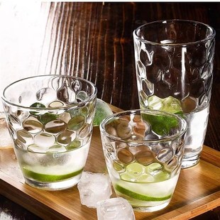 透明钢化圆点玻璃杯创意雨点果汁杯加厚耐热水杯牛奶咖啡杯啤酒杯