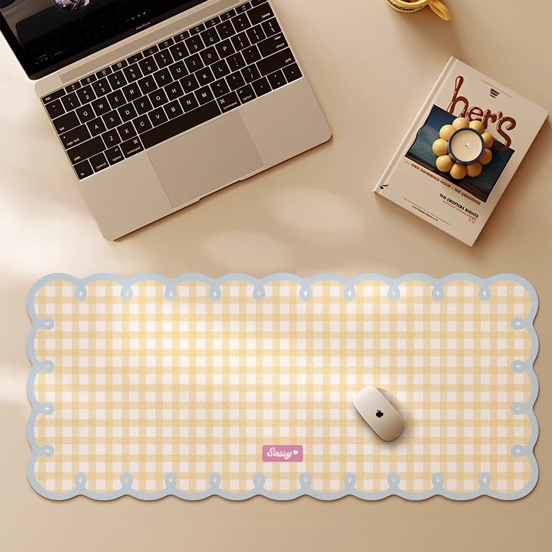 奶油风超大号鼠标垫女生高颜值办公桌防水防油键盘垫加厚可定制