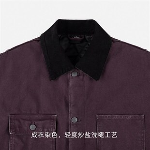 IDLT 15oz 廓形密歇根 宽松多袋工装夹克重磅珠帆布水洗棉衣外套