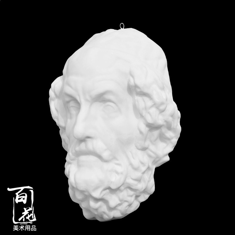 荷马半面像石膏挂像美术绘画素描静物写生雕塑 艺术墙装饰人像