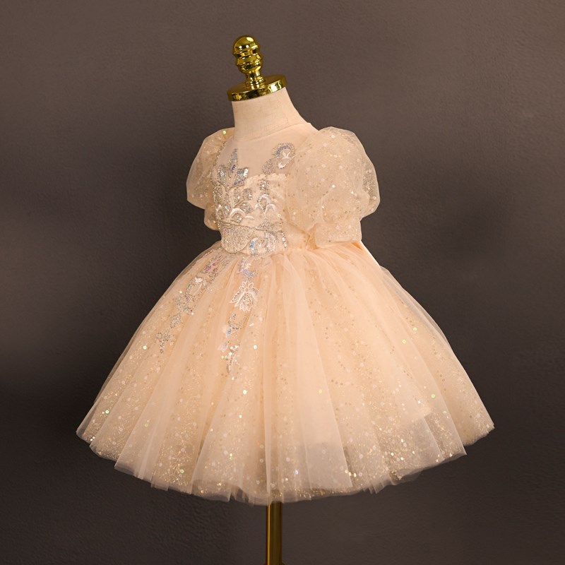 儿童公主裙小花童礼服裙女婚礼女童婚纱蓬蓬纱宝宝周岁生日演出服