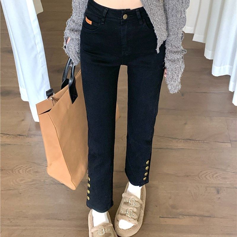 梨形身材开叉牛仔裤女春夏大码胖mm修身显瘦高腰九分烟管直筒裤子,女装/女士精品,牛仔裤,淘宝优惠券,粉丝福利购,淘宝优惠卷