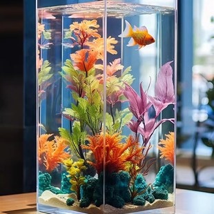 防摔方柱形金鱼缸透明压克力家用小型客厅酒店斗鱼乌龟大型水族箱