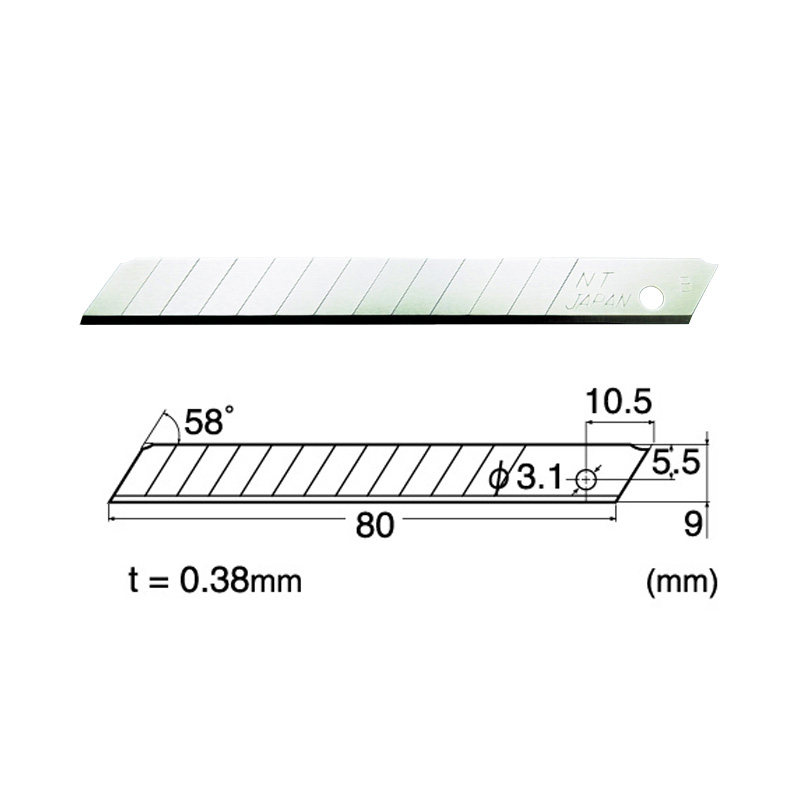NT CUTTER美工刀片切割墙纸贴膜介刀裁纸9mm小号BA-160刀片