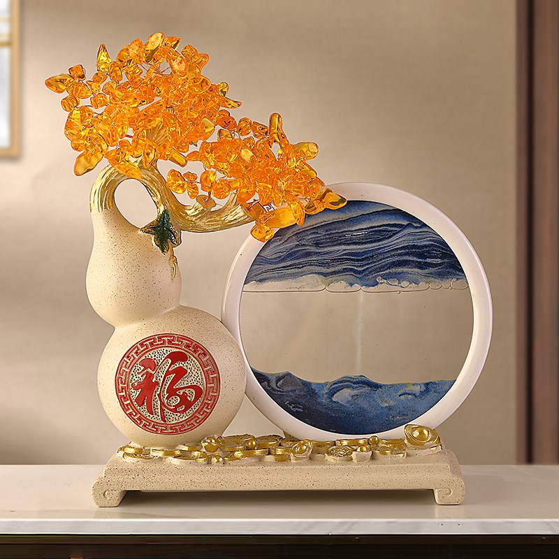 创意流沙画沙漏摆件中式葫芦客厅招财发财树高档电视柜装饰品图片