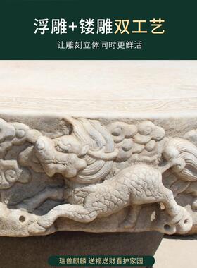 石桌石凳庭院花园一套仿古做旧汉白玉天然石材户外休闲茶台餐桌