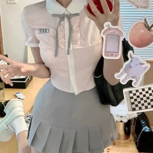 韩式学院风jk制服连衣裙子夏季女装温柔茶系穿搭富家千金两件套装