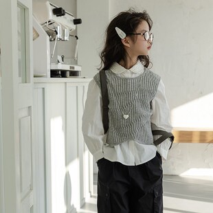 菲菲的衣柜女童针织毛衣背心春季2025新款儿童短款洋气童装上衣潮