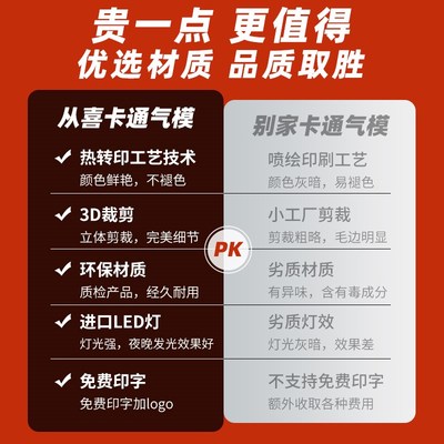 大型充气卡通毛绒气模定制动物玩偶发光花朵云朵悬挂商场美陈装饰