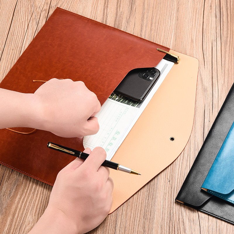 A4竖款横款皮革文件袋包保险汽车合同票据档案袋大容量办公手提试